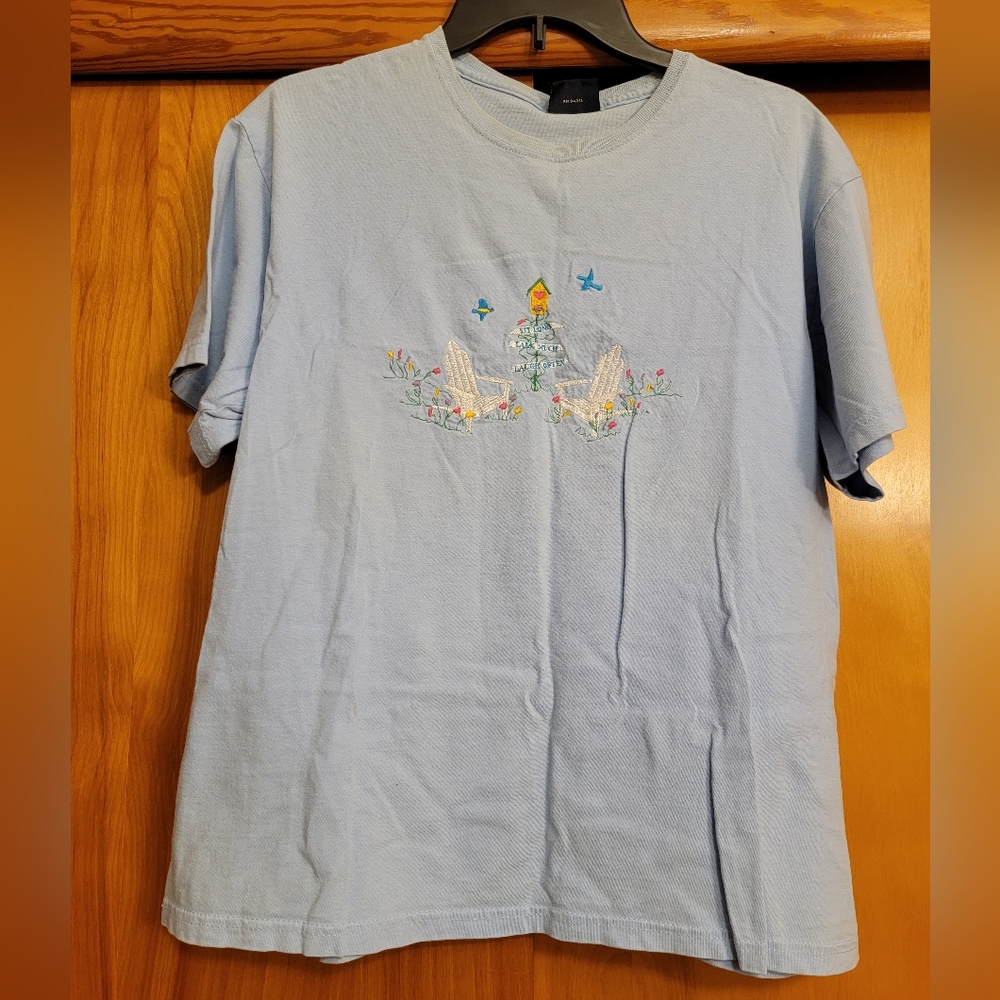 Light blue embroidered Old Varsity Brand shirt Size L